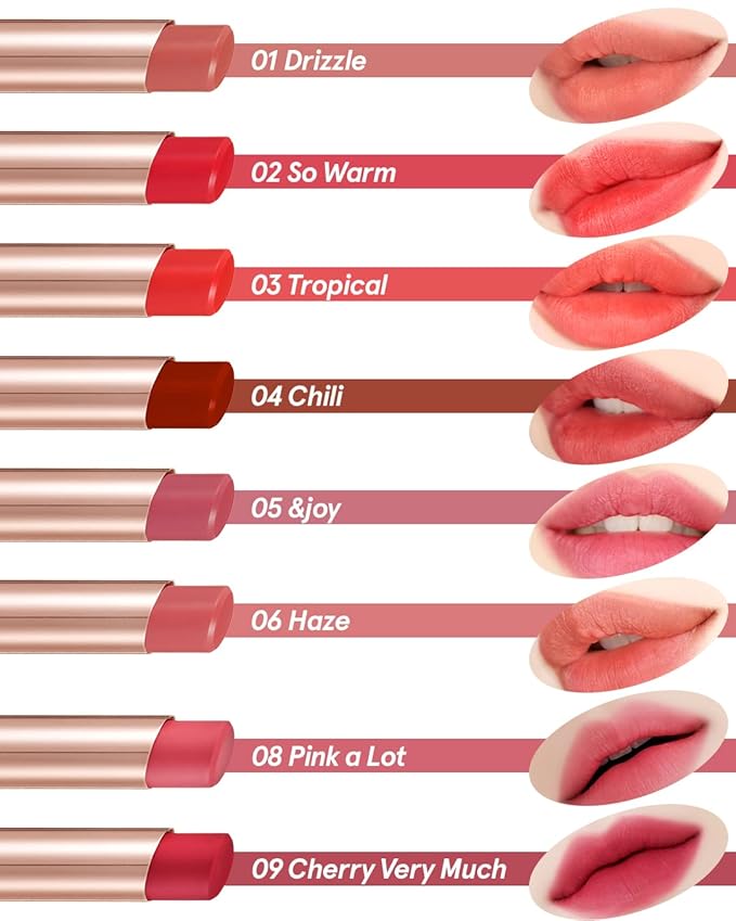 ATHÉ Authentic Airy Lip Balm 05 &JOY, Korean Vegan Color Lip Blam, Flake-Free Slim Fit Lips, Silky Powdery Finish & Air-like Blurring with Vibrant Colors, 0.11oz.