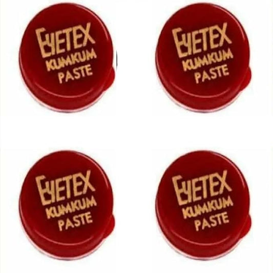 Eyetex Kumkum Paste Waterproof Long lasting, Smudge Proof | Pure and Natural Deep Colour, Long lasting | Enriched with Natural and Organic Ingredients (Pack of 4Jars Red)