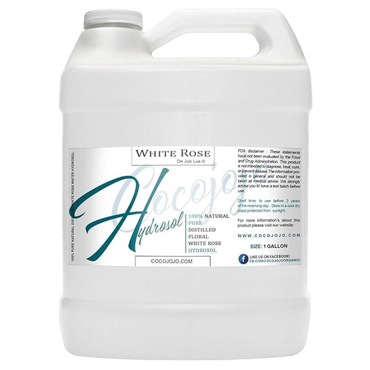 Dr Joe Lab White Rose Water Hydrosol - Natural Distilled Bulgarian Non-GMO Vegan Hydrating Toning Spray Mist Face Hair Skin Pores Locs Dreads - Packaging May Vary (1 Gallon)