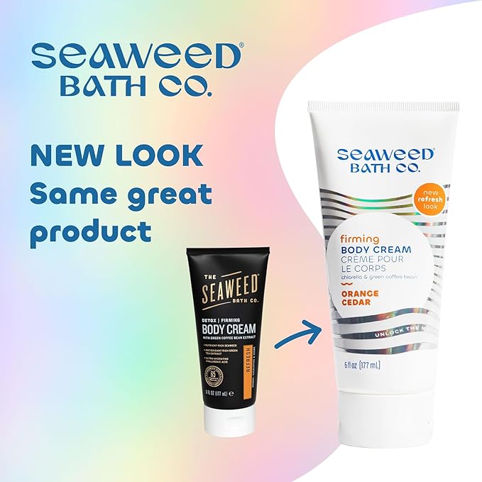 Seaweed Bath Co. Firming Body Cream, Orange Cedar Scent, 6 Ounce, Skin Toning Hand & Body Lotion Moisturizer for Dry Skin, with Sustainably Harvested Seaweed, Chlorella, Green Coffee Bean