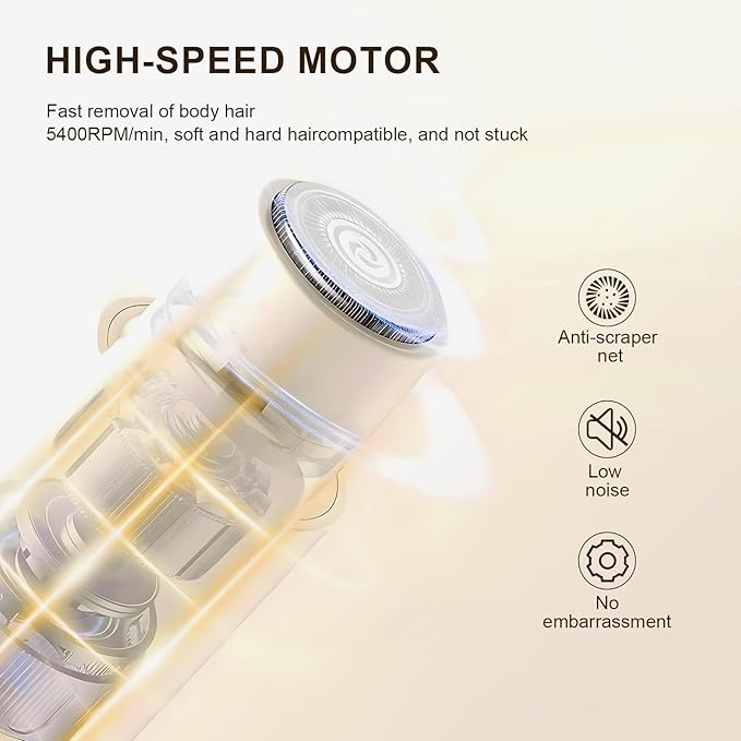 Dermave Bikini Shaver - Electric Bikini Trimmer for Women, 2-in-1 Womens Electric Razor, Dual Head Shaver (Beige)