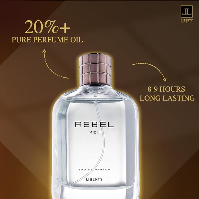 Liberty Luxury Rebel Perfume for Men 100ml, Powerful Long Lasting Eau De Parfum with Spicy Woody Notes Masculine Fragrance for the Modern Rule Breaker, men cologne, Gift For Men,100ml