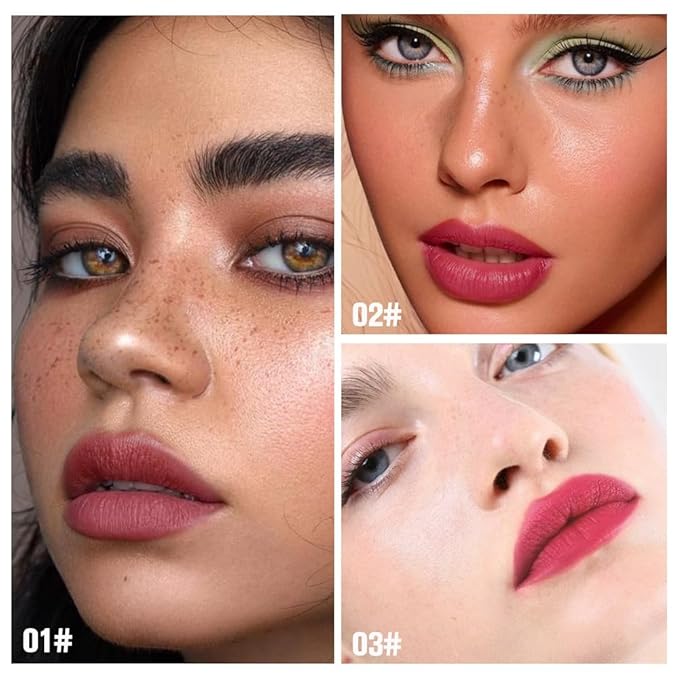 evpct 3Pcs Peel Off Lip Stain Tints, Maroon Red Mauve Matte Liquid Lipstick Lip Stain Long Lasting Waterproof for Women, Non-stick Cup Lipstick Peel Off Highly Pigmented Not Faded Smudge-proof Liptint