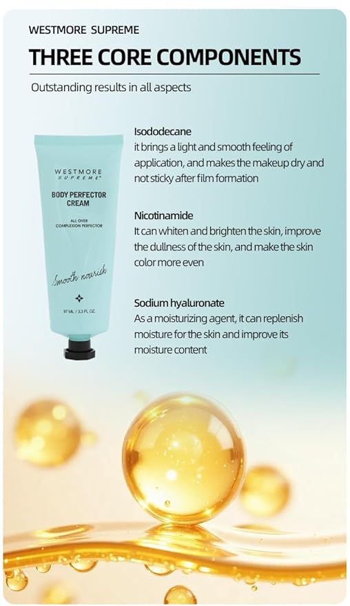 Body Perfector Cream,All-Over Complexion Perfector, Concealer Evens Skin Tone Sweat-Proof Non-fading Makeup, Long-Lasting CC Foundation, Waterproof Transfer-Resistant Skin Tint (MEDIUM)