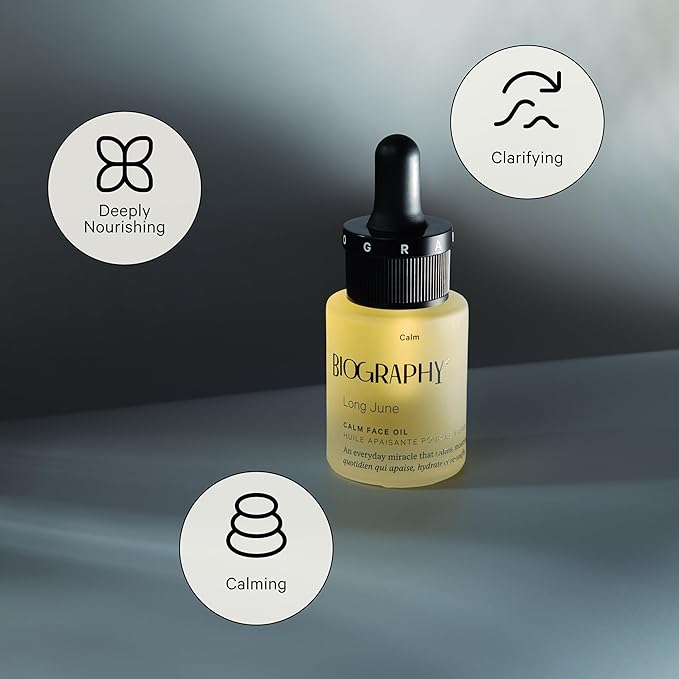 Biography Long June Quieting Face Oil, 13ml- Natural Smoothing & Clarifying Dry Oil. Clarifying, Moisturizing & Hydrating Beauty Facial Oil for Women w/Camellia, Vitamin E & Marula