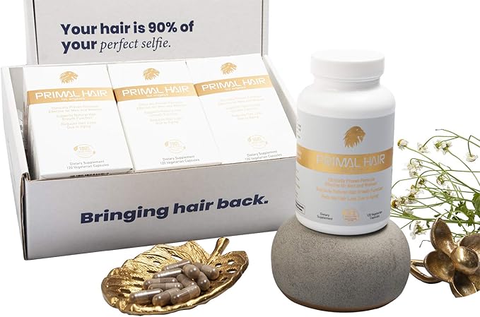 3 PK- 100% Natural Growth Treatment, Reduces Hair Loss, US Patented Formula Proven Effective for Men & Women, 100% Vegan, Non-GMO, 90-Day Supply, 3 Pack