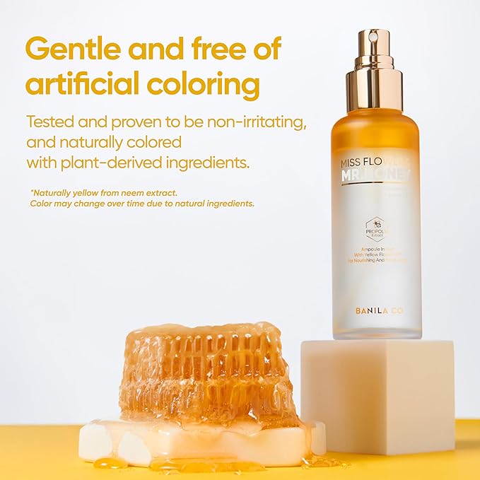 BANILA CO Miss Flower & Mr Honey Propolis Ampoule Mist | Nourishing Skin Double Layer & Moisturizing Makeup Fixer Setting Spray | Hydration Boost, Radiant Glow Serum (99ml / 3.34 fl oz)
