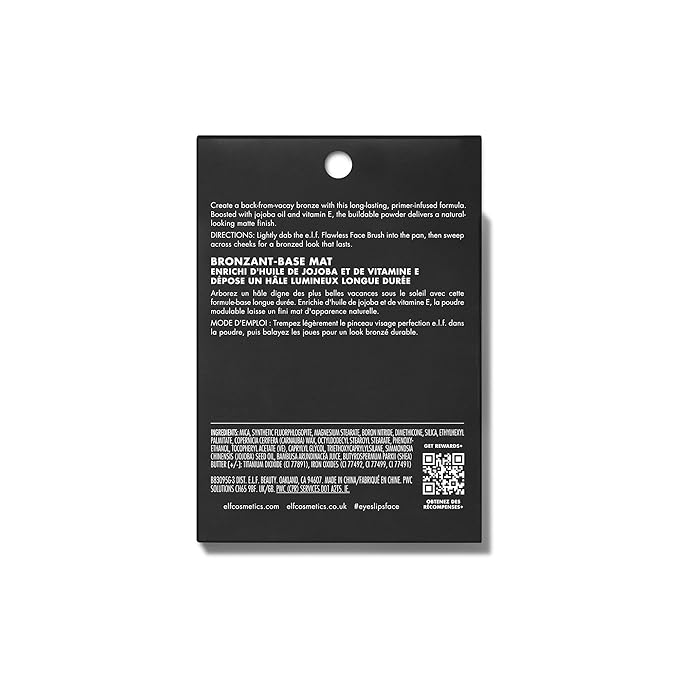 e.l.f. Primer-Infused Bronzer, Long-Lasting, Lightweight & Buildable Powder Bronzer, Delivers A Matte Finish, Vegan & Cruelty-Free, Tan O' Clock