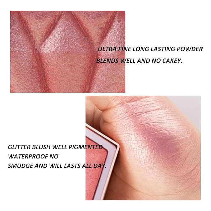 Boobeen Highlighter Makeup Palette, Baked Highlighter Bronzer Powder Palette, Shimmer Illuminator Contour Highlighter Powder for Face, Pearl Shine Shades Waterproof Long Lasting