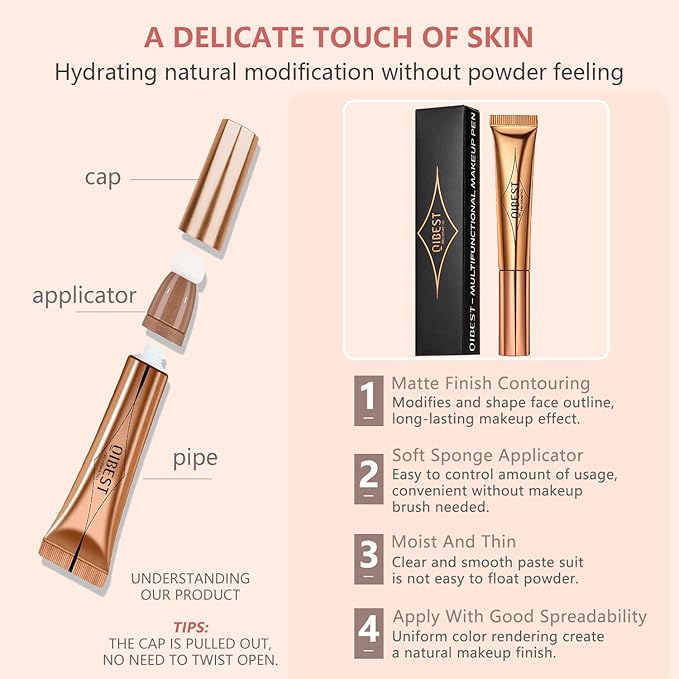 Liquid Contour Beauty Wand Set,Blush Liquid Contour Stick Highlighter Makeup With Cushion Applicator,Long Lasting Smooth Natural Matte Finish,Lightweight Blendable Super Silky Cream Sticks (01#03#05)