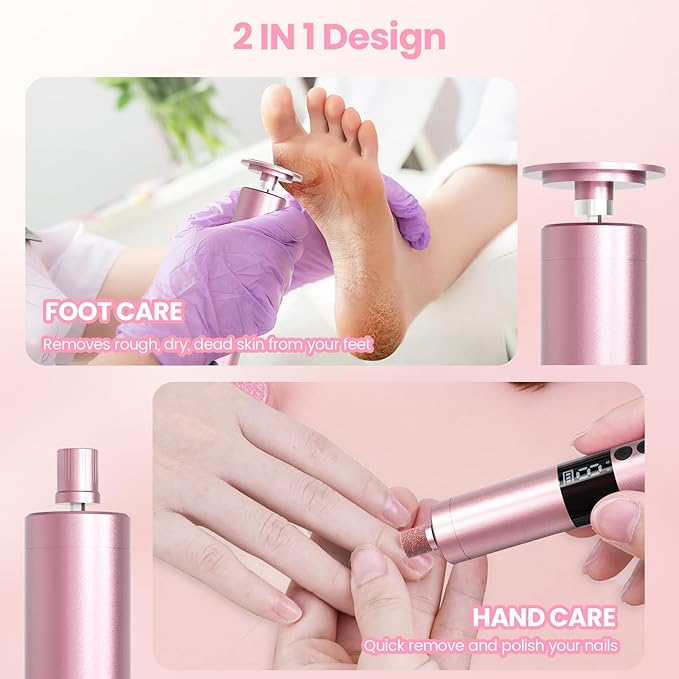 Electric Callus Remover for Feet, Rechargeable Professional Electronic Foot File Nail Grinder,9 Adjustable Speed Foot Sander Scrubber Pedicure Tool for Dry Dead Skin with Sandpaper Discs (Pink)