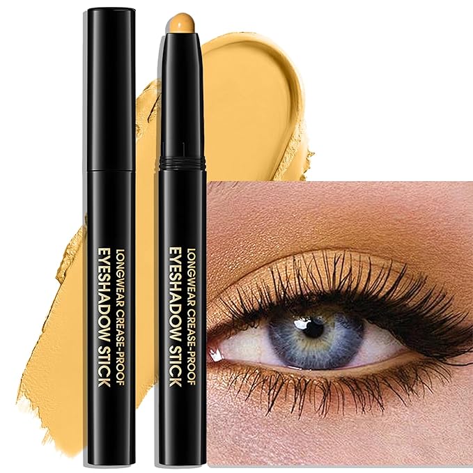 Eyeshadow Stick Matte Eye Shadow Pencil Cream to Powder Eye Brightener Crayon Long-Lasting Crease-Proof Neutral Eyeshadow Buildable Blendable High Pigmented Eye Liner Makeup for Women, 7 YELLOW