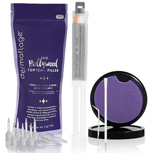 Dermaflage Scar Filler Kit - Medium - Deep Scar Cover and Waterproof Concealer for Acne Scars Wrinkles, and Ice Pick Scars Makeup, 1 mo supply