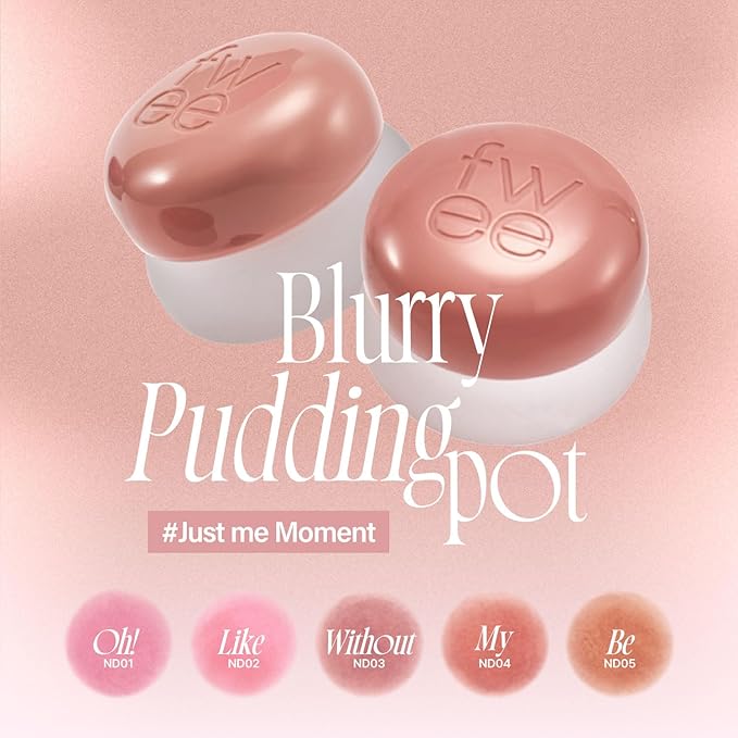 Lip&Cheek Blurry Pudding Pot | Just me Moment - Without | Makeup Blush, Buildable Lightweight, Multi-Use Soft Matte Finish | 5g