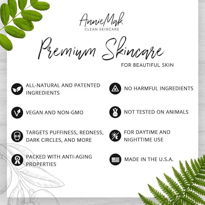 AnnieMak Renew Eye Cream for Dark Circles, Puffiness & Wrinkles Around Eyes, Under Eye Brightener, Vitamin Infused Moisturizer, Hydrating, Brightening & Smoothing Skin Care (0.25 fl oz)