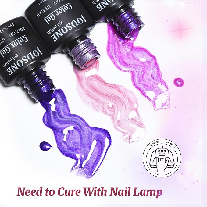 JODSONE 20 Glitter Color Gel Nail Polish Kit 3 Bottles of No Wipe Base Coat Glossy and Matte Top Coat Gel Polish Set High Shine Gorgeous