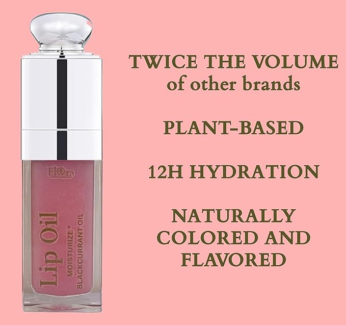 FLORA BLACK CURRANT LIP OIL | ORGANIC, PLANT-BASED | MOISTURIZE | 10 ML | MADE IN CANADA