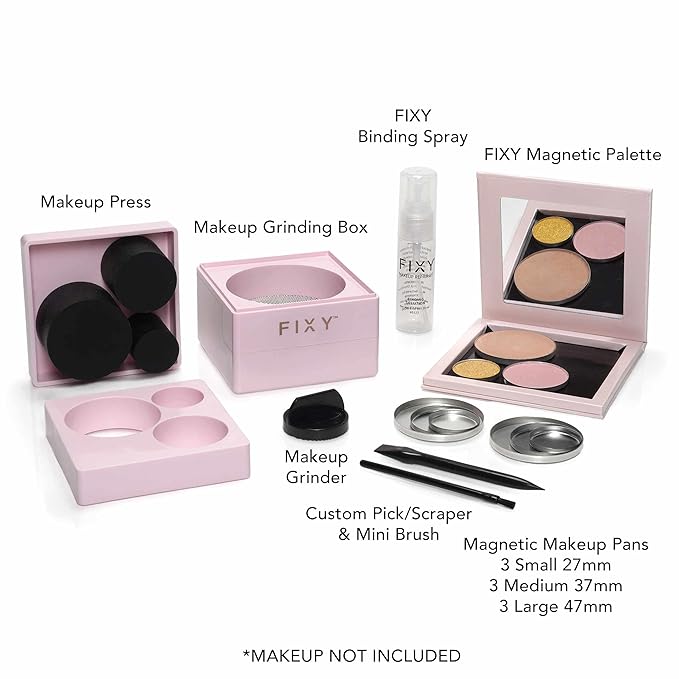 FIXY Makeup Repair Kit - Repressing tool for Eyeshadows, Blush & Highlighter or Depot | Organize Makeup Pans in Makeup Palette with Mirror | Makeup Artist Must Haves