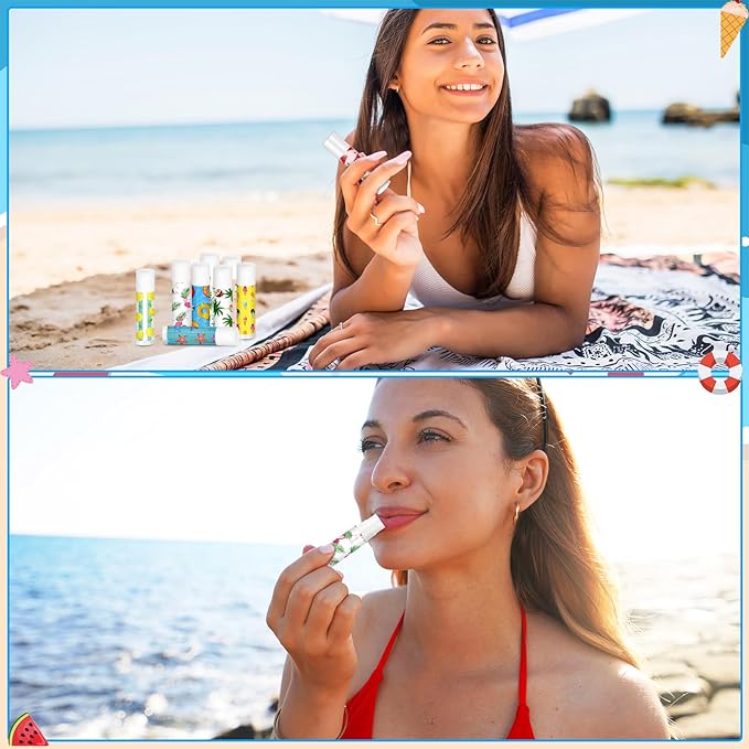 100 Pcs Summer Lip Balm Bulk Moisturizing Lip Balm Jasmine Flavor Lip Balms Cream Tropical Hawaiian Beach Luau Party Lip Care Product for Stocking Stuffers Beauty Gifts Women Men