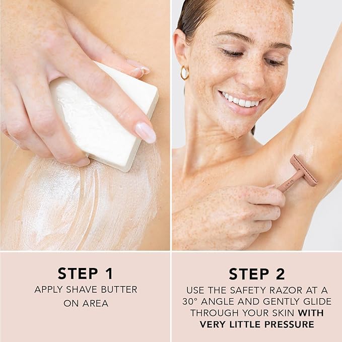 Kitsch Double Edge Safety Razors for Women and Men, Long Metal Handle and Stainless Steel Single Blade Razor with 5 Double Edge Refills, for Shaving and Travel Essentials - Terracotta