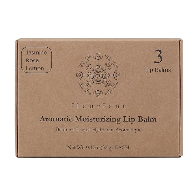 Aromatic Moisturizing Lip Balm-Jasmine, Rose, Lemon | Hydrating, Colorless & Lightly Scented lip moisturizer with Vitamin E (Pack of 3 Scents-0.12oz EA.)