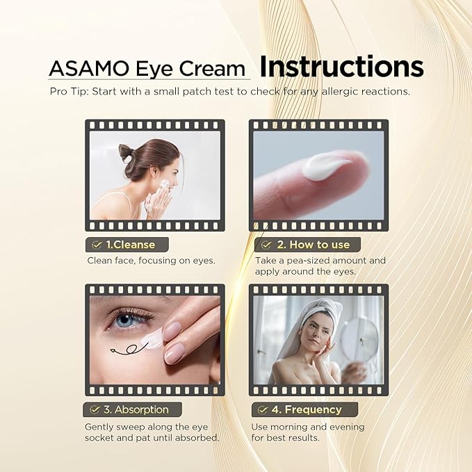 ASAMO Retinol Eye Cream – Retinol and Peptides for Fine Lines, Puffiness, and Under-Eye Shadows, Anti Aging, Eye Care Daily Wrinkle Cream,1.06 fl.oz