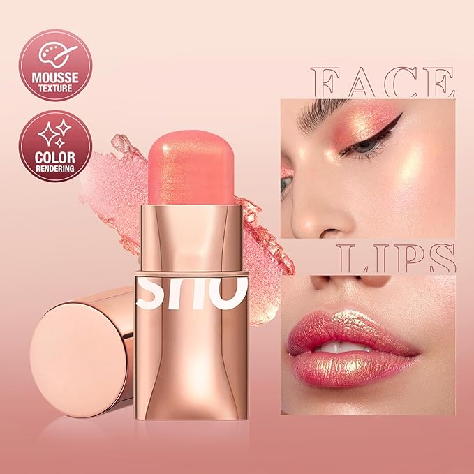Blush Stick for Cheeks Makeup,Waterproof Cream Blush Face Stick Multi-Use Lip and Cheek Tint,Matte Shimmer Finish Lightweight Easy to Blend Natural Cream Blusher Makeup for All Skin Tones