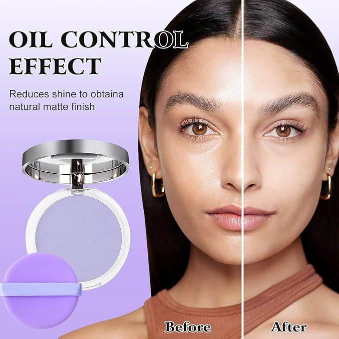 Chillab Lavender Matte Powder, Gel-like Formula Oil-Control Primer & Setting Powder, Polvos Compactos Matte Powder for Silky Blurring Oil Control