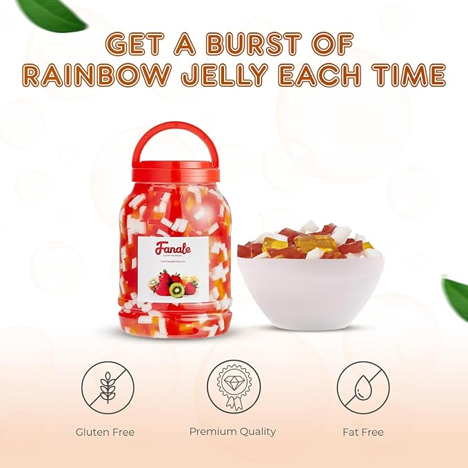 Fanale Coconut Jelly Topping nata de coco for Bubble Tea 8.3 lb | Rainbow Jelly | for Boba Tea, Smoothies, Slushes, Desserts | 8.3lb | JEL001