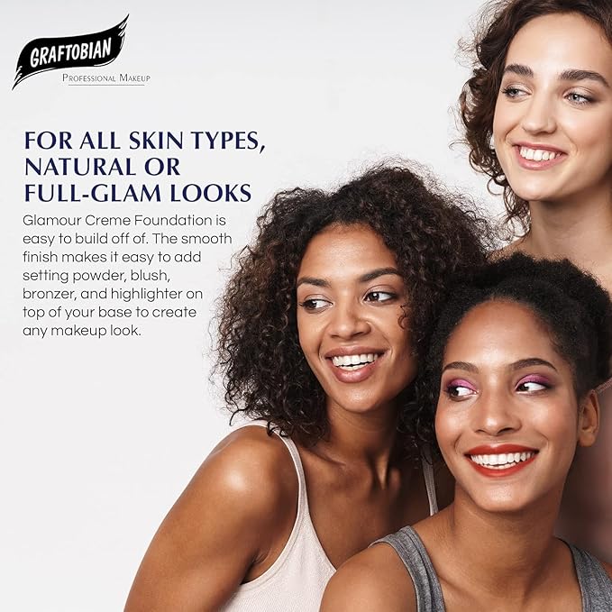 Graftobian HD Glamour Crème Foundation 1/2oz, Weightless Full Coverage Makeup, 65 Inclusive Shades, For All Skin Types, Natural or Full-Glam Looks, For Professionals and Beginners (Sun Kissed)