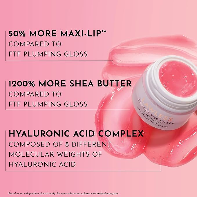 LAWLESS Women's Forget The Filler Overnight Lip Plumping, Sweet Daisy, Pink, 0.28 Ounce