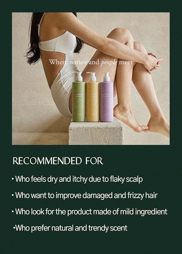 laferme Laminaria Shampoo with Organic Ingredient, Korean Clarifying Shampoo, Hydrating for Dry Hair, Strengthening for Weak Hair, Sulfate & Paraben-Free, for Women & Men, 33.8 FL OZ, Pine Eucalyptus