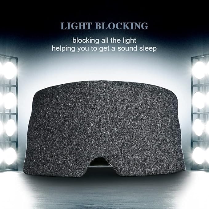 FRESHME Cotton Eye Mask for Sleeping in Gift Box - Soft and Adjustable Extensions Sleep Mask with Earplugs and Pouch for Women and Men, Blackout Cover for Night Travel Relaxation