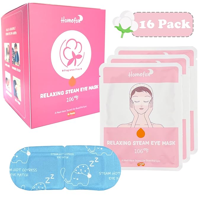 16 Pack Steam Eye Mask for Dry Eye Care - Bulk Disposable Heating Eye Mask for Dark Circles and Puffiness Relief Soothing Moisturizing Warm Eyes Care Pads Relax Therapy, Fragrance Free