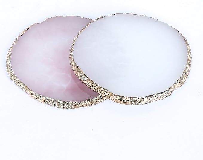 2Pack Resin Nail Art Palette,Nail Art Color Mixing Palette,Nail Art Painting Gel Palette Manicure Tool, Cosmetic Artist Mixing Palette(Pink & White)