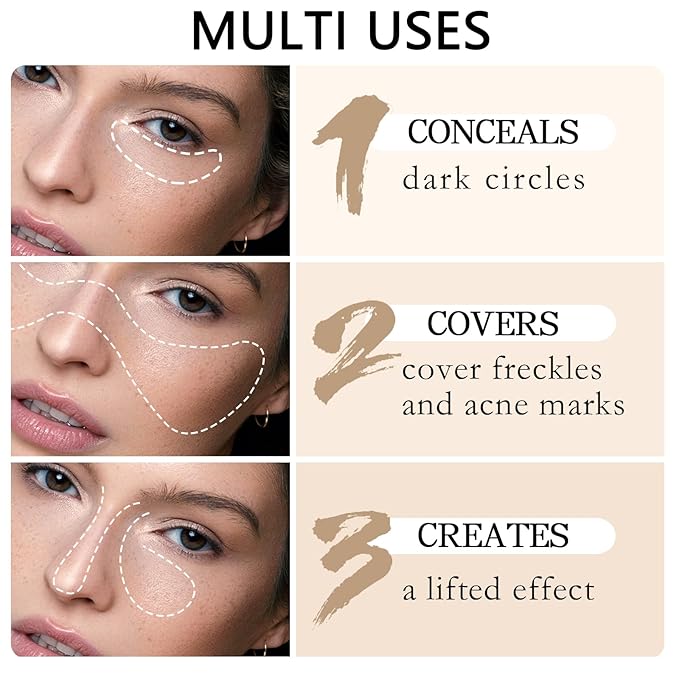 Concealer Pencil with Sharpner,Full Coverage,Waterproof Under Eye Concealer Stick for Dark Circles,Blemishes,Aging Spots,Acne,Freckles