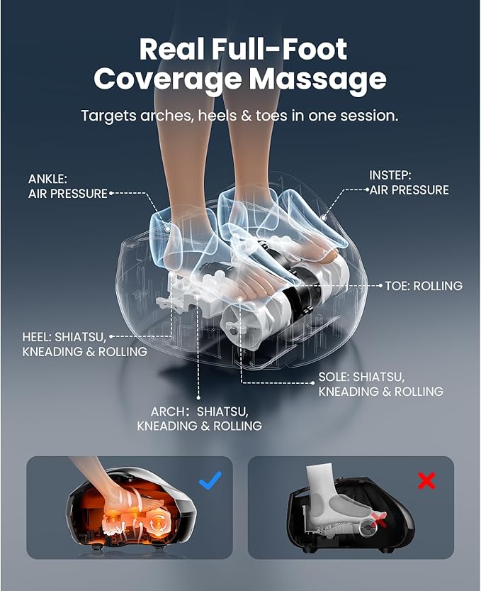 BOB AND BRAD Foot Massager Machine with Heat and Remote-FSA & HSA Eligible, Electric Shiatsu Deep Kneading Foot Massager with 4 Level, Relieve for Plantar Fasciitis and Neuropathy Pain