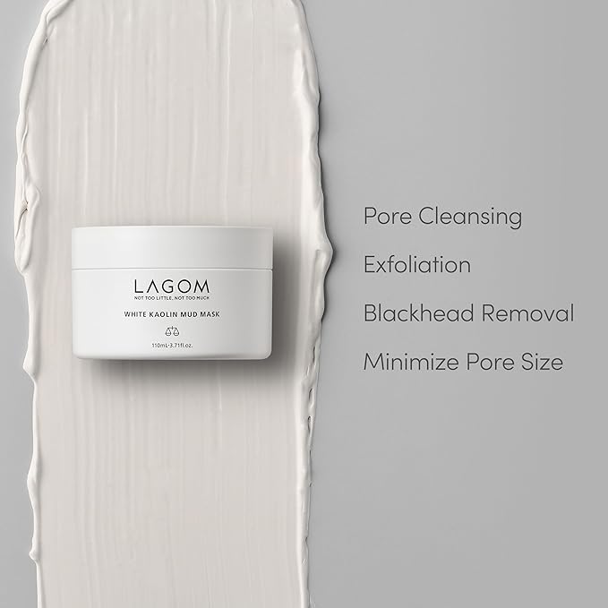 LAGOM White Kaolin Mud Mask for Blackhead Care, Purifying Pore, Dermatologically Tested, for Makeup Boosting 3.3 Fl Oz