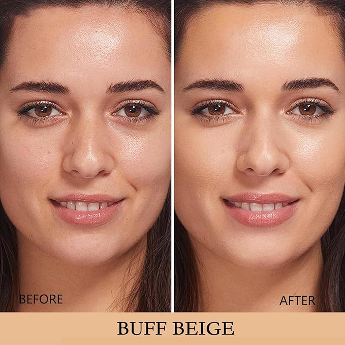 Air Cushion CC Cream Mushroom Head Cushion Foundation, BB Cream Face Makeup for Mature Skin Moisturizing Concealer Brighten Long-Lasting, Even Skin Tone for All Skin Types (Buff Beige)