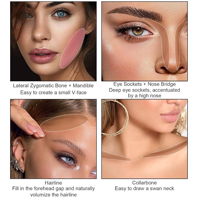 3 Pcs Face Contour Stick Kit, Matte Finish Face Stick Trio with Bronzer Blush Highlighter and Brush, Long Lasting Waterproof Cream Beauty Wand Makeup Set for Sculpt Glowing Face Look (#1, 8, 13)