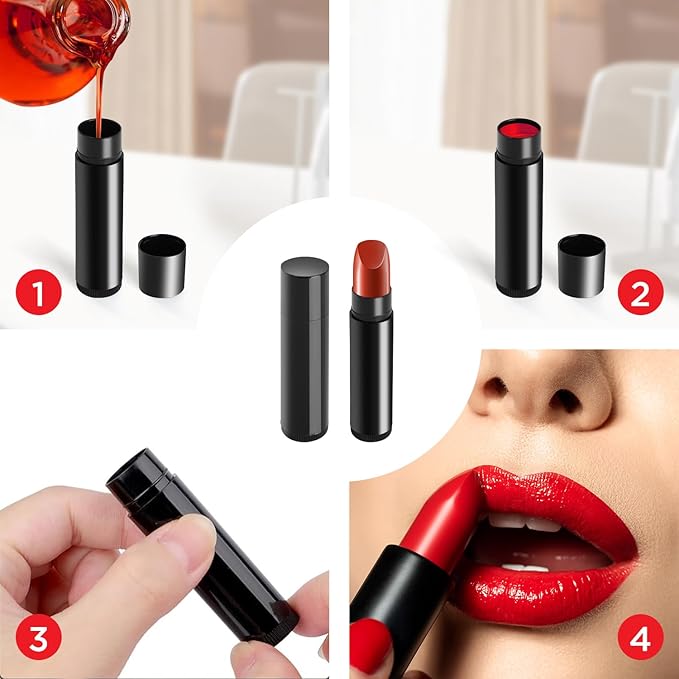 25PCS 3/16 Oz (5.5 ml) Twist up Lip Balm Tubes,Empty Lip balm containers, Echapstick tubes empty, Refillable Lip Balm Bottles, for DIY Homemade Lipsticks,Chapsticks,Homemade Solid Perfume, Black