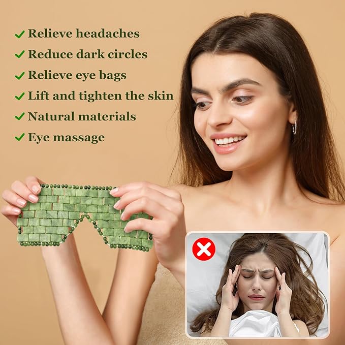 Jade Eye Mask Natural Green Jade Facial Maks for Relive Eliminate Puffiness