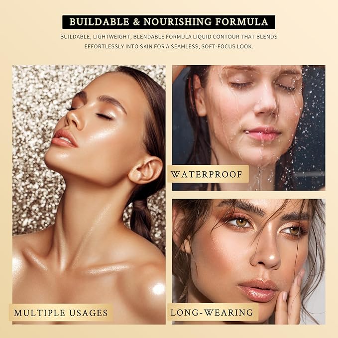 KIMUSE Soft Liquid Contour Stick, Glow Liquid Cream Bronzer, Weightless, Long-Wearing, Smudge Proof, Natural-Looking, Blendable, Bronzer Makeup