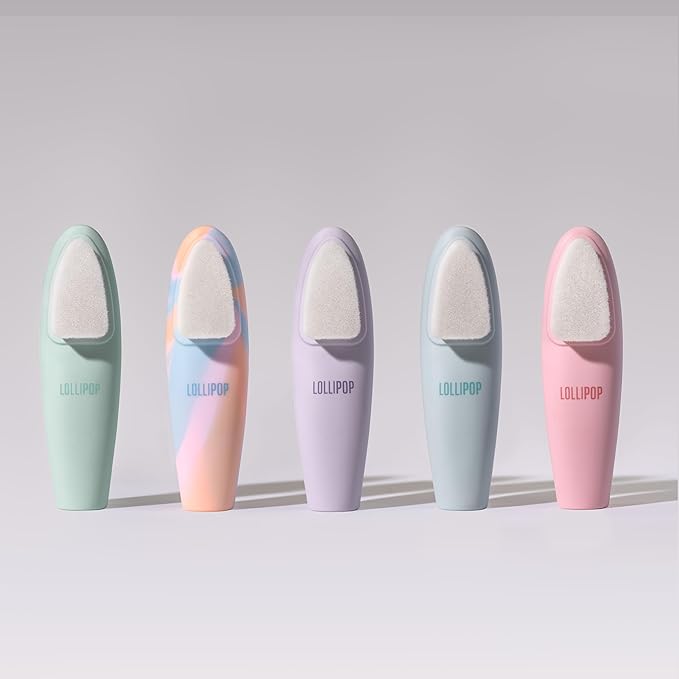LOLLIPOP Dual-Sided Facial Cleansing Brush | Handle Size Silicone Face Exfoliator and Soft Fiber Cleanser | Manual Face Scrubber for Pores, Makeup Removal, Blackhead and Skincare Routine, Minty