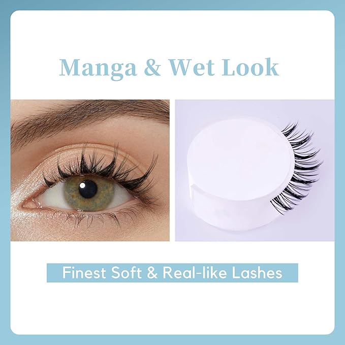 GAQQI Lash Clusters Manga Eyelash Clusters 10-14mm Wet Look Spiky Cluster Lashes 120PCS, Cluster Eyelash Extensions C Curl, Invisible Band Ultra-thin & Soft Clear Band False Lashes (HEROINE)