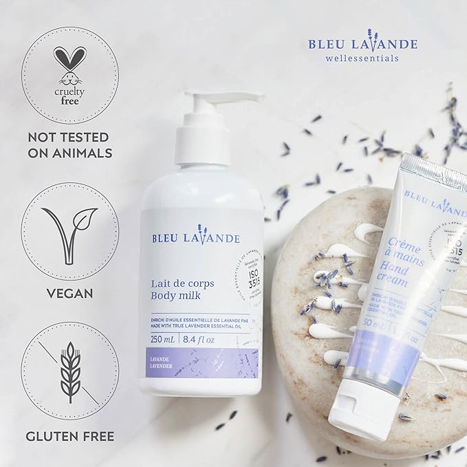 Bleu Lavande - Morning Well-being Routine Aromatherapy Set – Lavender Shower Gel, Body Milk and Hand Cream - Enriched with Premium & Pure Lavender Essential Oil - Soothing Natural Lavender Products