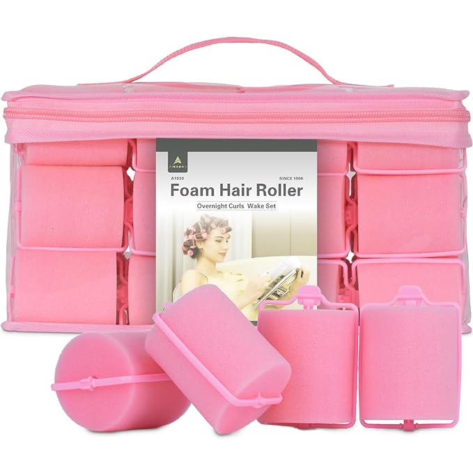 24 Pieces Foam Sponge Hair Rollers - Soft Sleeping Hair Curlers for Hair Styling (2inch, Pink)