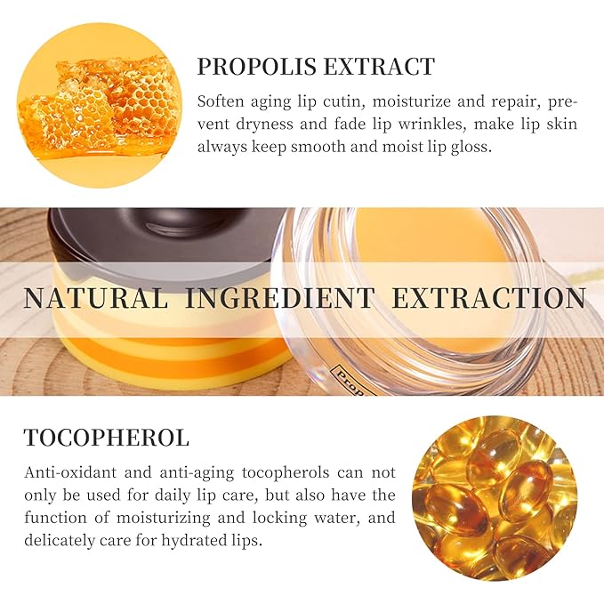 2 PCS Bee Honey Lip Balm Honey Pot, Bee Honey Lip Mask, Reduces Lip Lines, Hydrate & Moisturizing Lip Skin Care, Prevention Dry Cracked Lips, Bee Honey Lip Balm for Lip Repair Treatment