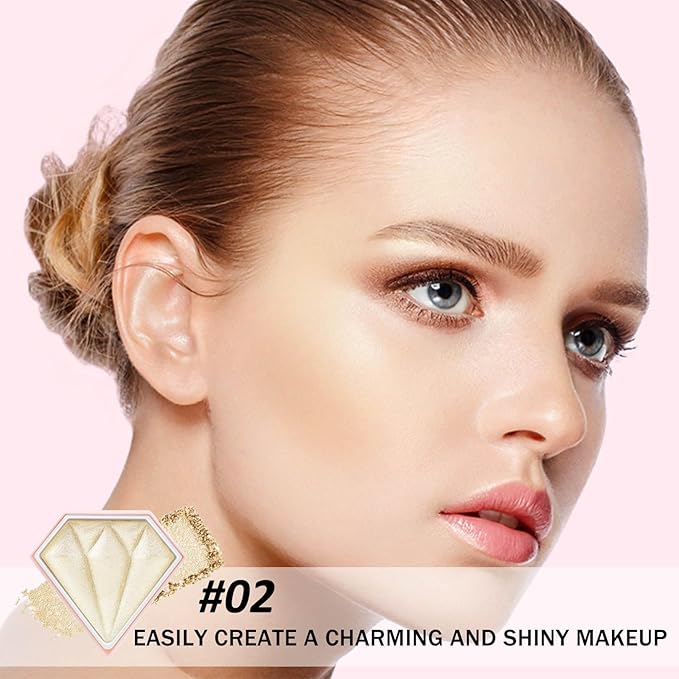 Boobeen Highlighter Makeup Palette, Baked Highlighter Bronzer Powder Palette, Shimmer Illuminator Contour Highlighter Powder for Face, Pearl Shine Shades Waterproof Long Lasting