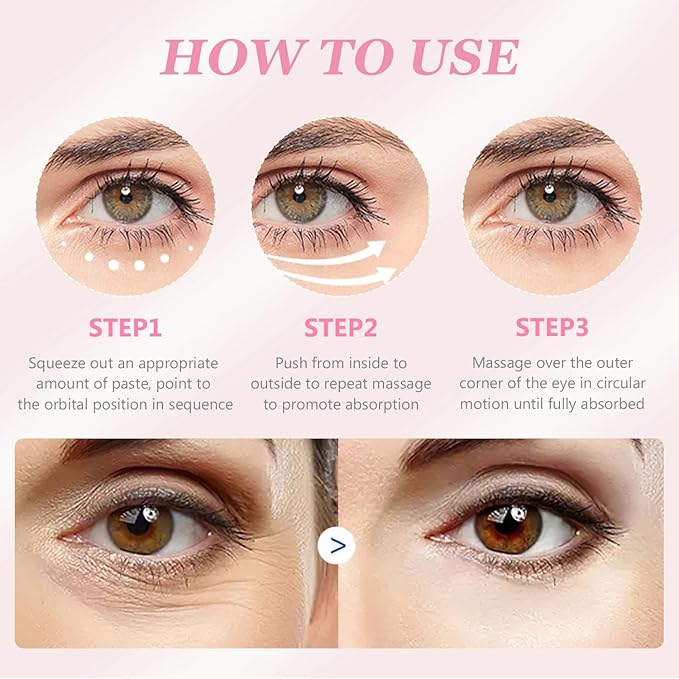 Instant Under Eye Cream, Ream For Eye Bags, Moisturizing Eye Cream, Anti-Wrinkle Eye, Brightening Eyes Tightener Cream, Helps To Instantly Reduce The Puffy Eye Look（2pcs）